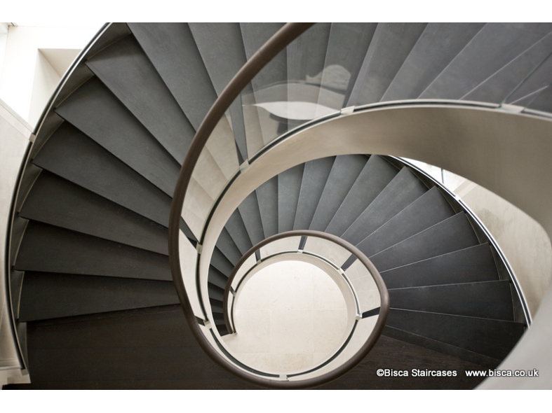 Helical Staircase design in American dark Walnut